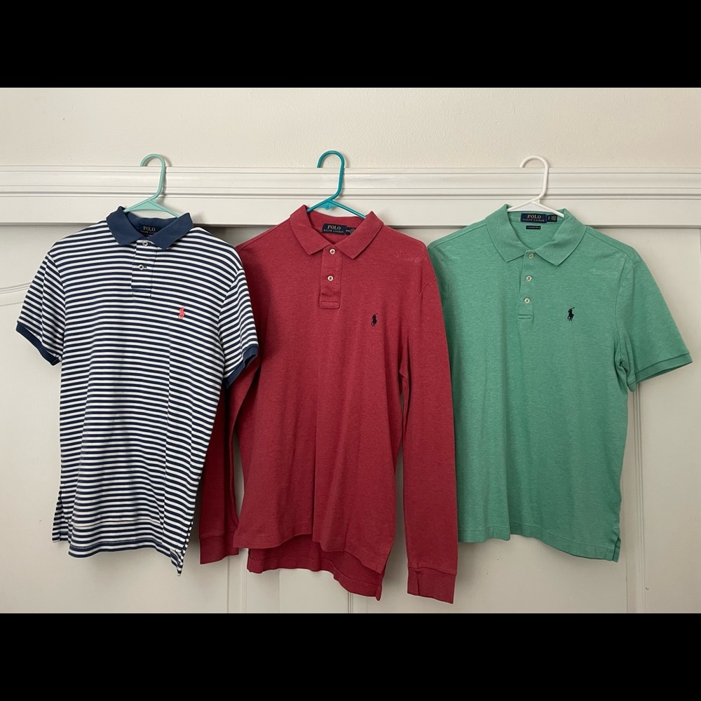 3 comfy Polo shirts. Some medium some large